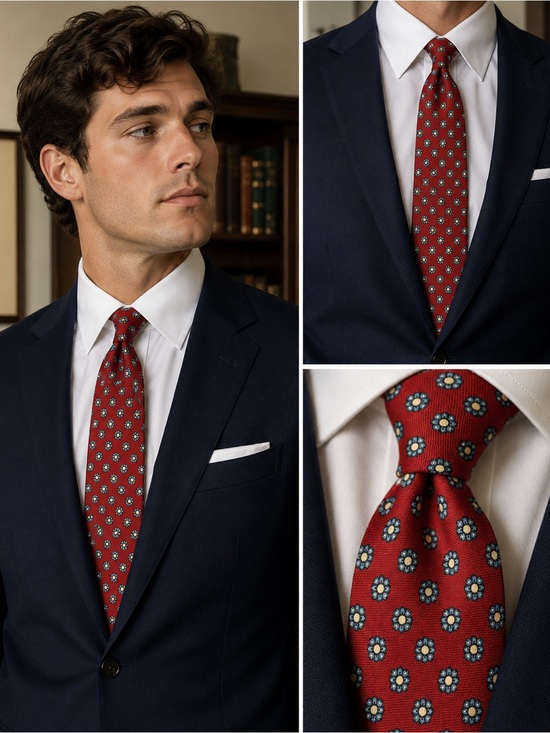 The Custom Shop Other - Vintage‎ The Custom Shop Red Floral Necktie Handmade Imported Silk Tie